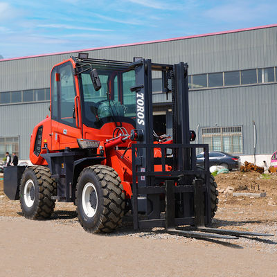 Off-road vorkheftruck met 4 wielen 5000 pond voor bouwplaats